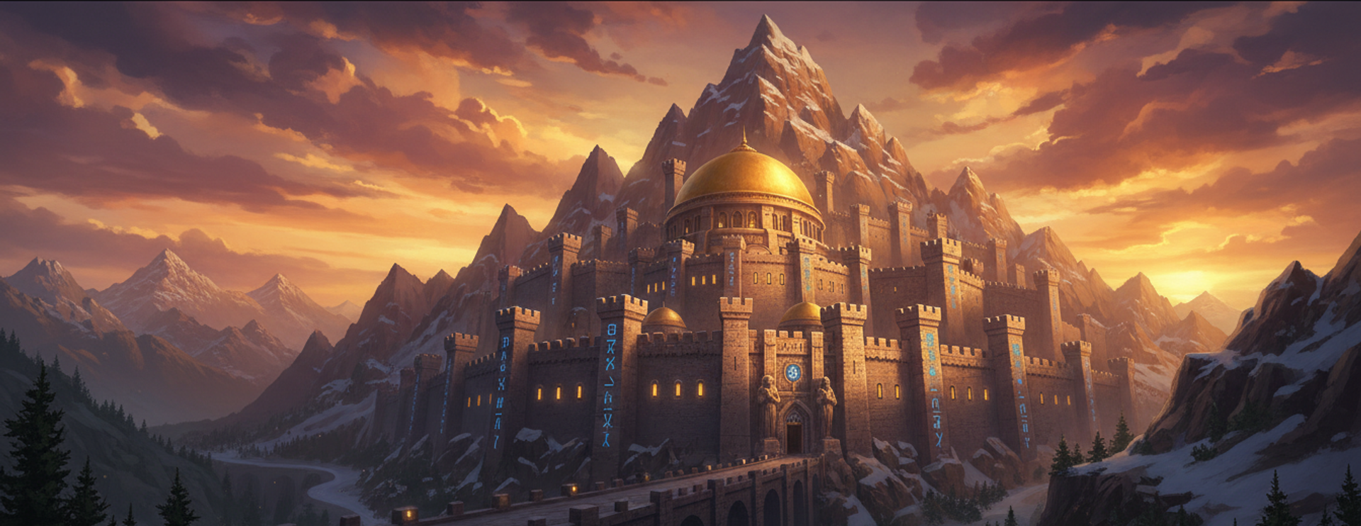 A mighty dwarven stronghold carved into the mountainside