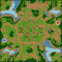 Ashdrift — 124×124 Forest battlefield with 4 start locations
