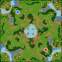 Boneforge — 124×124 Forest battlefield with 4 start locations