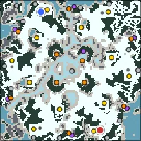 Cinderbound Scree — 136×136 Winter battlefield with 6 start locations