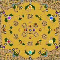 Cinderforge — 184×184 Plains battlefield with 6 start locations