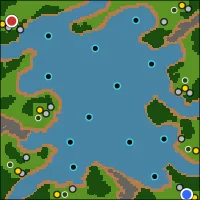 Deepwater Crossing — 128×128 Forest battlefield with 8 start locations