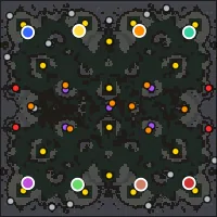 Drowned Shoal — 144×144 Cave battlefield with 8 start locations