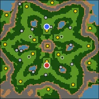 Emberbloom — 128×128 Forest battlefield with 6 start locations