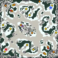 Emberlit Rift — 140×140 Winter battlefield with 6 start locations