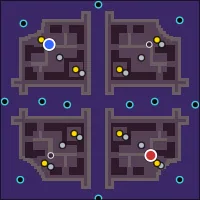 Four Holds — 128×128 Gloom battlefield with 4 start locations