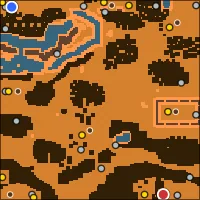 Frostbound Spire — 128×128 Wasteland battlefield with 8 start locations