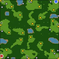 Frostbound Timber — 128×128 Forest battlefield with 8 start locations