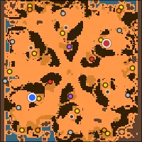 Frostreach — 126×126 Wasteland battlefield with 6 start locations