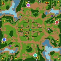 Gloommire — 124×124 Forest battlefield with 4 start locations