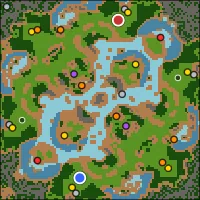Grim Reach — 104×104 Forest battlefield with 4 start locations