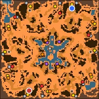 Hollow Marches — 148×148 Wasteland battlefield with 6 start locations